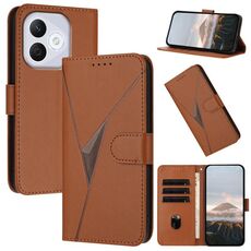 Custodia in pelle con fibbia a motivo triangolare per Honor 400 Lite (marrone)