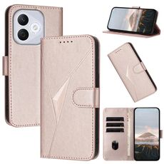 Custodia in pelle con fibbia a motivo triangolare per Honor 400 Lite (oro rosa)