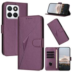 Per Honor X8c 4G Custodia in pelle con fibbia a motivo triangolare (viola scuro)