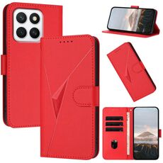Per Honor X8c 4G Custodia per telefono in pelle con fibbia a motivo triangolare (rosso)