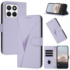Per Honor X8c 4G Custodia in pelle con fibbia a motivo triangolare (viola chiaro)