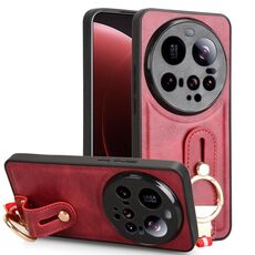 Per Xiaomi 15 Ultra Wristband Custodia in pelle per telefono posteriore (rosso)