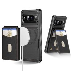 Per Google Pixel 9 / 9 Pro 2-in-1 RFID Portafoglio Magnetico MagSafe Custodia in Pelle per Telefono (Nero)