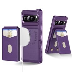 Per Google Pixel 9 / 9 Pro 2-in-1 RFID Portafoglio Magnetico MagSafe Custodia in Pelle per Telefono (Viola)