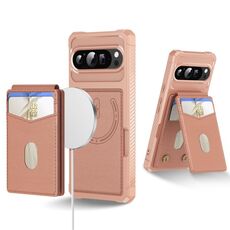 Per Google Pixel 9 / 9 Pro 2-in-1 RFID Wallet Magnetic MagSafe Custodia in pelle per telefono (rosa)