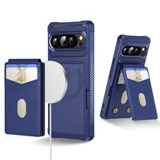 Per Google Pixel 9 Pro XL 2-in-1 RFID Wallet Magnetic MagSafe Custodia in pelle per telefono (blu)