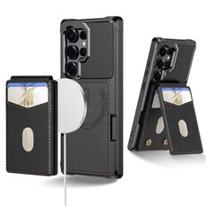 Per Samsung Galaxy S22 Ultra 5G 2-in-1 Custodia magnetica MagSafe in pelle con retro per telefono (nero)