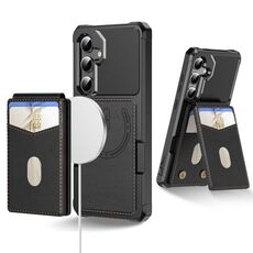 Per Samsung Galaxy S24 5G 2-in-1 Custodia magnetica MagSafe in pelle con retro per telefono (nero)