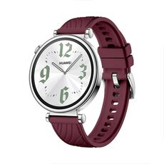 Cinturino Kalebol 18mm Universale con Fibbia in Silicone Testurizzato Argento (Rosso Vino)