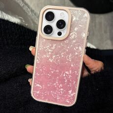 Per iPhone 16 Pro Max PC Lens Ring Gradient Shell Texture 3 in 1 Custodia per telefono (rosa)