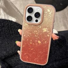 Per iPhone 15 Pro PC Lens Ring Gradient Shell Texture 3 in 1 Custodia per telefono (arancione)