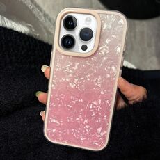 Per iPhone 14 Pro PC Lens Ring Gradient Shell Texture 3 in 1 Custodia per telefono (rosa)