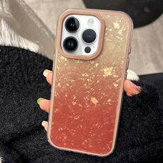 Per iPhone 14 Pro PC Lens Ring Gradient Shell Texture 3 in 1 Custodia per telefono (arancione)