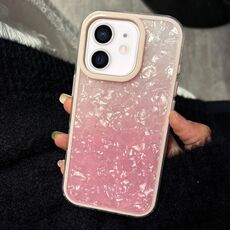 Per iPhone 11 PC Lens Ring Gradient Shell Texture 3 in 1 Custodia per telefono (rosa)