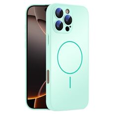 Per iPhone 16 Pro Max Custodia sottile in vetro AG con protezione della pelle e MagSafe (ciano chiaro)