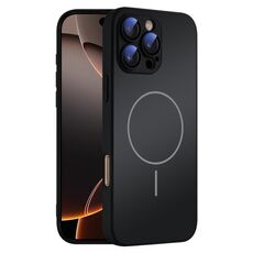 Per iPhone 16 Pro Max Custodia sottile in vetro AG con protezione della pelle e MagSafe (nero)