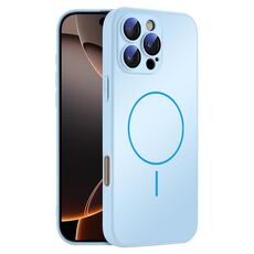 Per iPhone 16 Pro Max Custodia sottile in vetro AG con protezione della pelle e MagSafe (azzurro cielo)