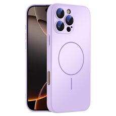 Per iPhone 16 Pro Max Custodia sottile in vetro AG con protezione della pelle e cerchio MagSafe (viola)