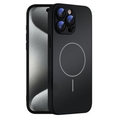 Per iPhone 15 Pro Max Custodia sottile in vetro AG con protezione della pelle e MagSafe (nero)