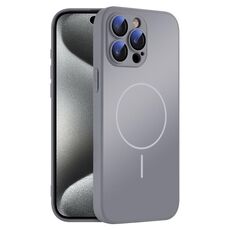 Per iPhone 15 Pro Max Custodia sottile in vetro AG con protezione della pelle e MagSafe (grigio titanio)