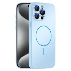 Per iPhone 15 Pro Max Custodia sottile in vetro AG con protezione della pelle e MagSafe (azzurro cielo)