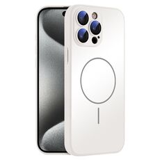 Per iPhone 15 Pro Custodia sottile in vetro AG con protezione della pelle e MagSafe (bianco)