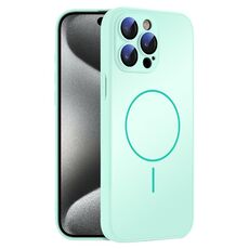 Per iPhone 15 Pro Custodia sottile in vetro AG con protezione della pelle e MagSafe (ciano chiaro)