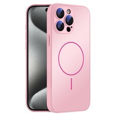 Per iPhone 15 Pro Custodia sottile in vetro AG con protezione per la pelle e cerchio MagSafe (rosa)