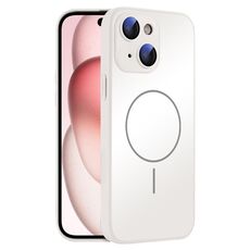 Per iPhone 15 Plus Custodia sottile in vetro AG con protezione della pelle e MagSafe (bianco)