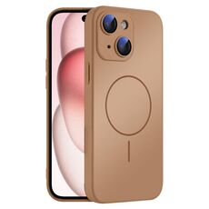 Per iPhone 15 Plus Custodia sottile in vetro AG con protezione della pelle e MagSafe (oro deserto)