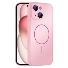 Per iPhone 15 Plus Custodia sottile in vetro AG con protezione della pelle e MagSafe (rosa)