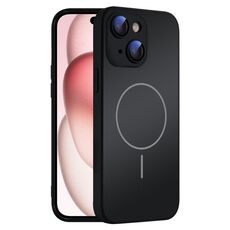 Per iPhone 15 Plus Custodia sottile in vetro AG con protezione della pelle e MagSafe (nero)
