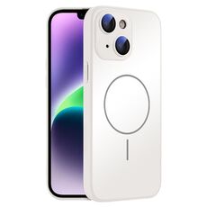 Per iPhone 14 Custodia sottile in vetro AG con protezione per la pelle e MagSafe (bianco)
