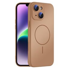 Per iPhone 14 Custodia sottile in vetro AG con protezione per la pelle e MagSafe (oro deserto)