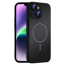 Per iPhone 14 Custodia sottile in vetro AG con protezione della pelle e MagSafe (nero)