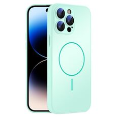Per iPhone 14 Pro Max Custodia sottile in vetro AG con protezione della pelle e MagSafe (ciano chiaro)