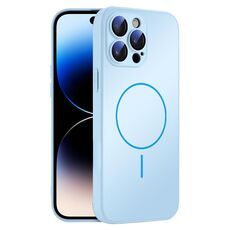 Per iPhone 14 Pro Max Custodia sottile in vetro AG con protezione della pelle e MagSafe (azzurro cielo)