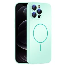 Per iPhone 12 Pro Custodia sottile in vetro AG con protezione per la pelle e MagSafe (ciano chiaro)
