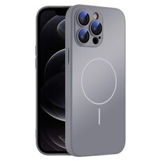 Per iPhone 12 Pro Custodia sottile in vetro AG con protezione per la pelle e MagSafe (grigio titanio)