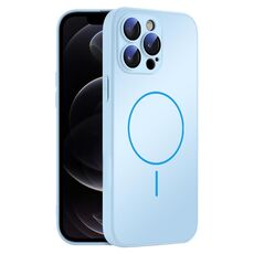 Per iPhone 12 Pro Custodia sottile in vetro AG con protezione della pelle e MagSafe (azzurro cielo)