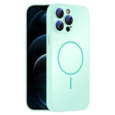 Per iPhone 12 Pro Max Custodia sottile in vetro AG con protezione della pelle e MagSafe (ciano chiaro)