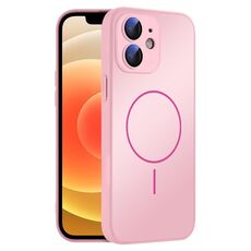Per iPhone 12 Custodia sottile in vetro AG con protezione per la pelle e MagSafe (rosa)