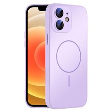 Per iPhone 12 Custodia sottile in vetro AG con protezione per la pelle e MagSafe (viola)