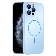 Per iPhone 11 Pro Max Custodia sottile in vetro AG con protezione MagSafe Skin-feel (azzurro cielo)