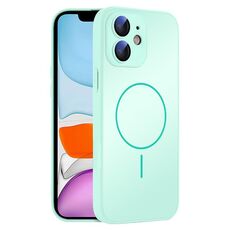 Per iPhone 11 Custodia sottile in vetro AG con protezione per la pelle e MagSafe (ciano chiaro)