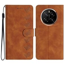 Custodia per telefono in pelle goffrata con motivo a sette farfalle per Honor Magic7 Pro (marrone)
