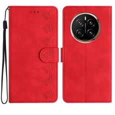 Custodia per telefono in pelle goffrata con sette farfalle per Honor Magic7 Pro (rosso)