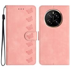 Custodia per telefono in pelle goffrata For Honor Magic7 Seven Butterflies (rosa)