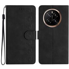 Custodia per telefono in pelle goffrata For Honor Magic7 Seven Butterflies (nera)