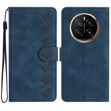 Custodia per telefono in pelle goffrata For Honor Magic7 Seven Butterflies (blu)